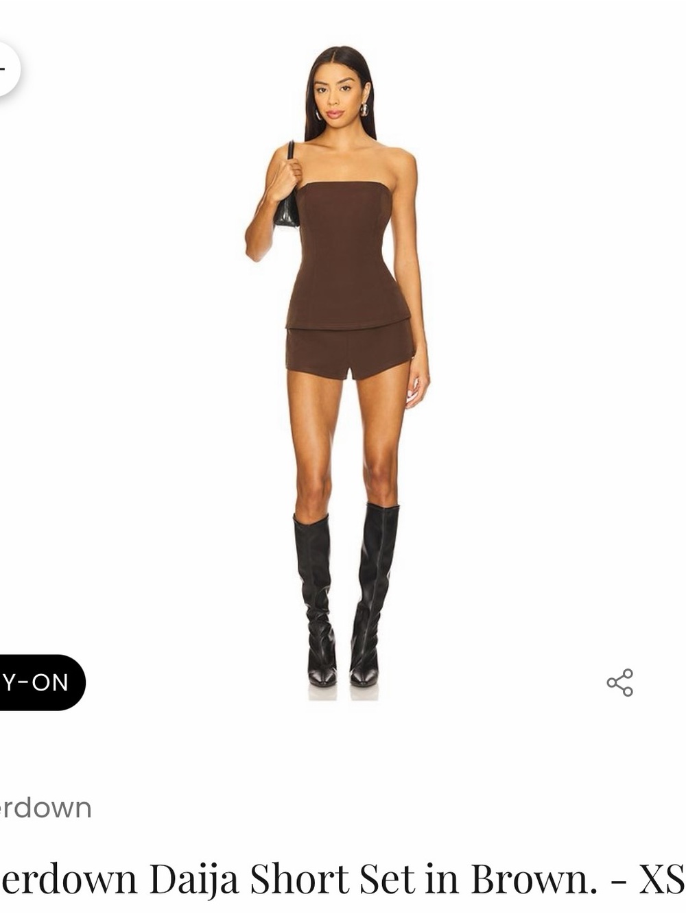 superdown Brown Strapless Tube Top and Shorts Set